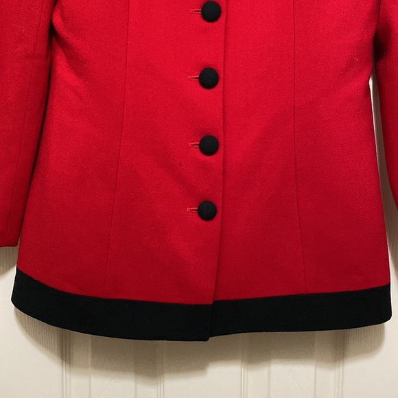 Vintage Authentic Christian Dior Wool Red Coat with Black Buttons - Picture 3 of 15